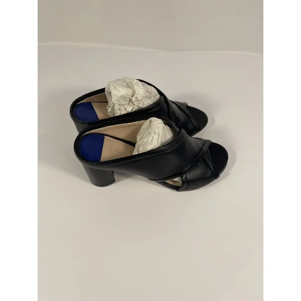 Stuart Weitzman Shoes Women's Size 5.5 Black SAM 75 Block Heel Slide Sandals New - Picture 3 of 9